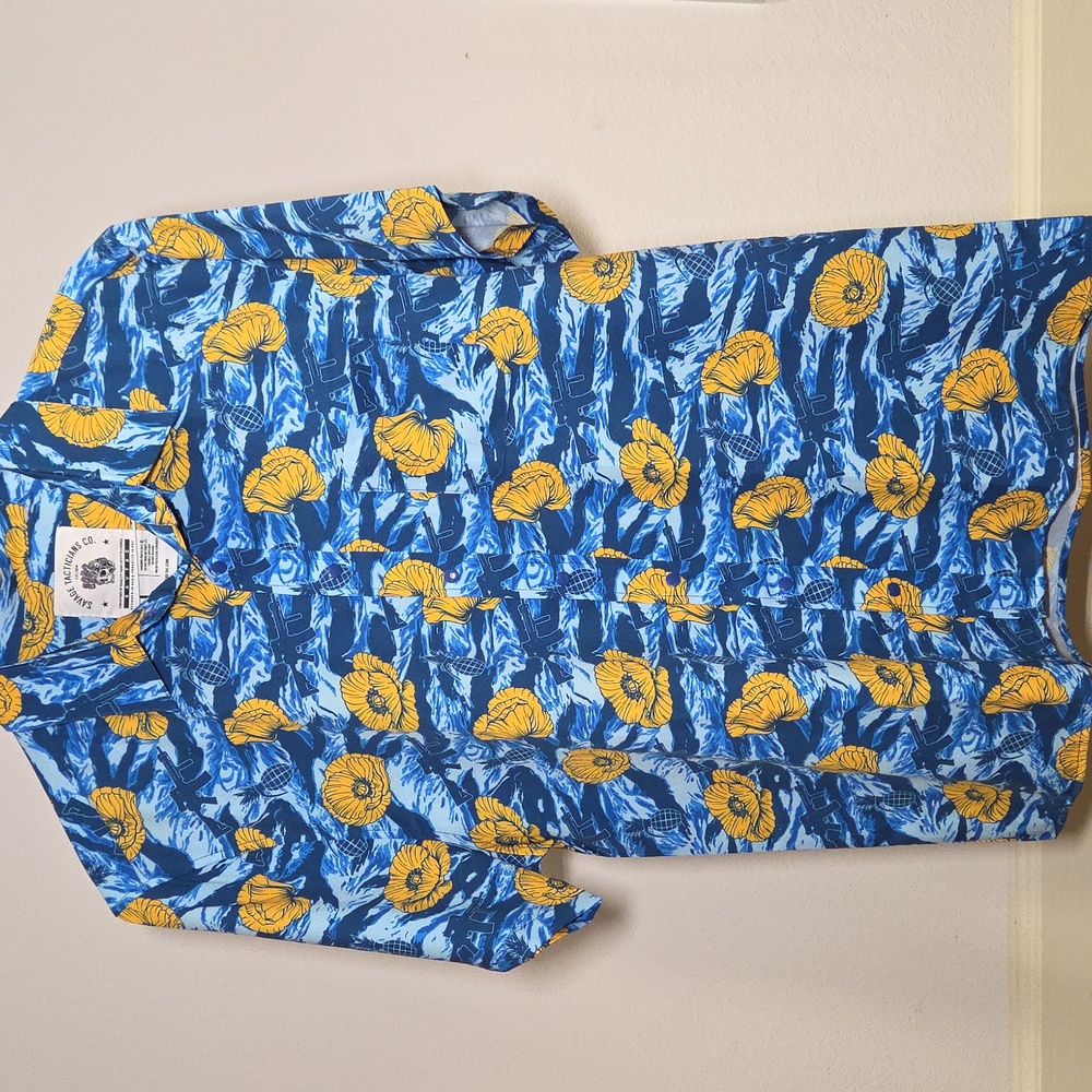 Savage Tacticians Co. | Blue and Yellow Floral Shirt | L